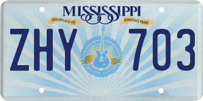 MS license plate ZHY703