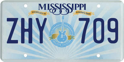MS license plate ZHY709