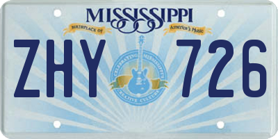 MS license plate ZHY726