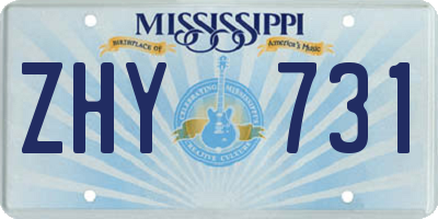 MS license plate ZHY731