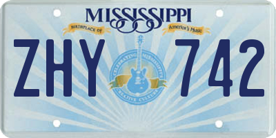 MS license plate ZHY742