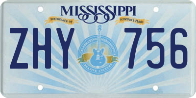 MS license plate ZHY756