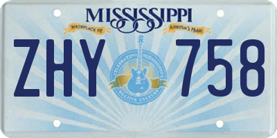 MS license plate ZHY758