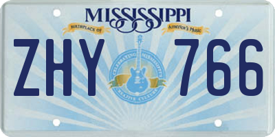 MS license plate ZHY766