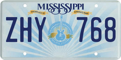 MS license plate ZHY768
