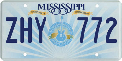 MS license plate ZHY772