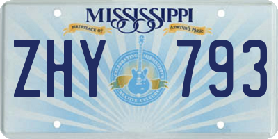 MS license plate ZHY793