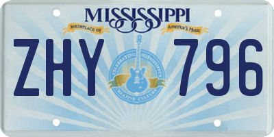 MS license plate ZHY796