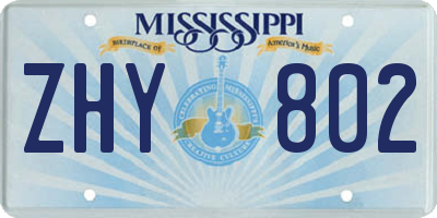 MS license plate ZHY802