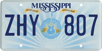 MS license plate ZHY807