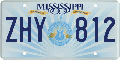 MS license plate ZHY812