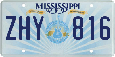 MS license plate ZHY816