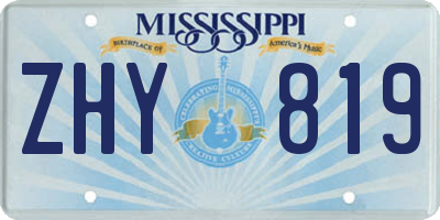 MS license plate ZHY819