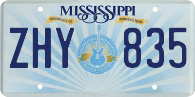 MS license plate ZHY835