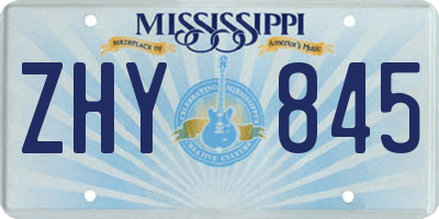 MS license plate ZHY845