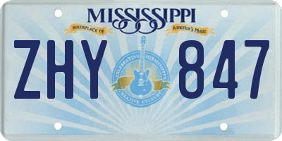 MS license plate ZHY847
