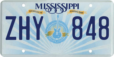 MS license plate ZHY848
