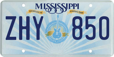 MS license plate ZHY850