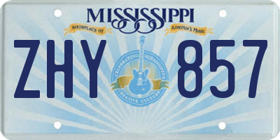 MS license plate ZHY857