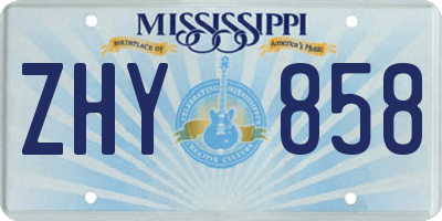MS license plate ZHY858
