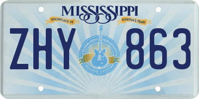 MS license plate ZHY863