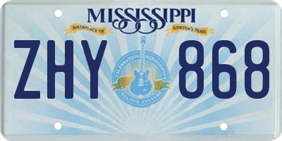 MS license plate ZHY868