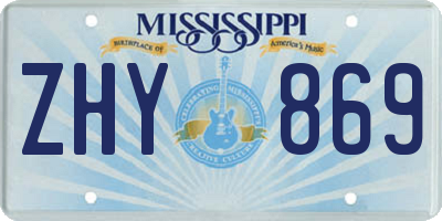 MS license plate ZHY869