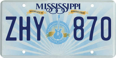 MS license plate ZHY870