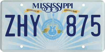 MS license plate ZHY875