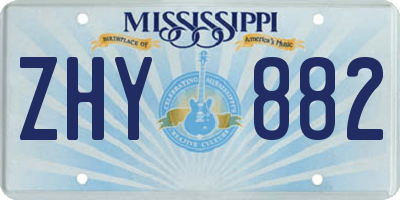 MS license plate ZHY882