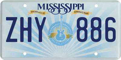 MS license plate ZHY886
