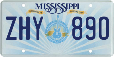 MS license plate ZHY890