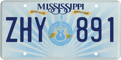 MS license plate ZHY891