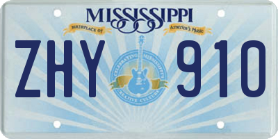 MS license plate ZHY910
