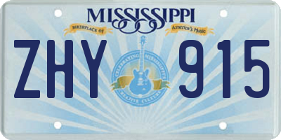 MS license plate ZHY915