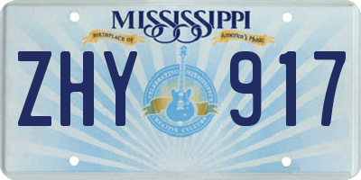 MS license plate ZHY917