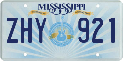 MS license plate ZHY921