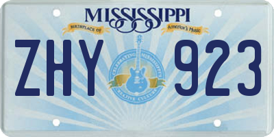 MS license plate ZHY923