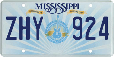 MS license plate ZHY924