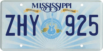 MS license plate ZHY925