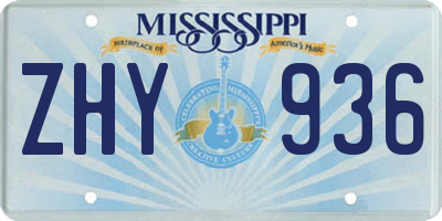 MS license plate ZHY936