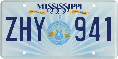 MS license plate ZHY941