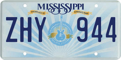 MS license plate ZHY944