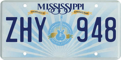 MS license plate ZHY948