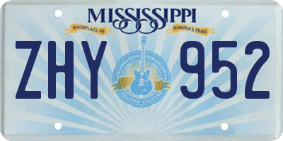 MS license plate ZHY952