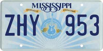 MS license plate ZHY953