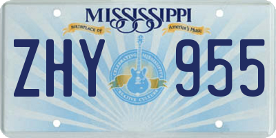 MS license plate ZHY955