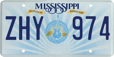 MS license plate ZHY974