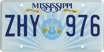 MS license plate ZHY976