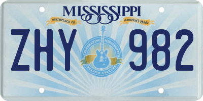 MS license plate ZHY982